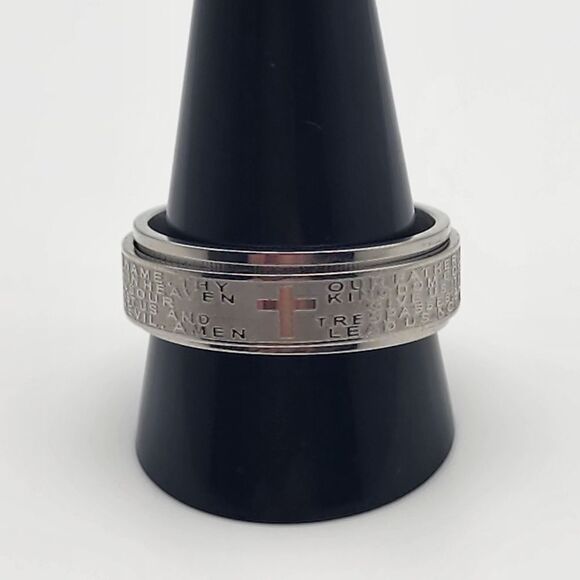 King Will Silver Tone The Lord's Prayer Fidget Ring (13) - Picture 1 of 7